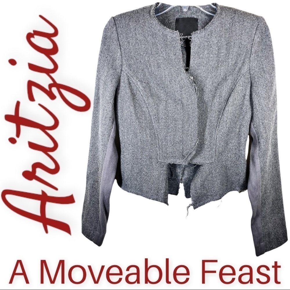 ARITZIA Moveable Feast Wool Raw Edge Moto Jacket, Size 4‎